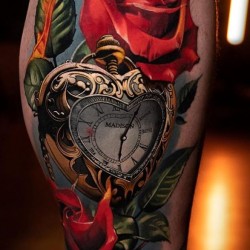 red rose on calf