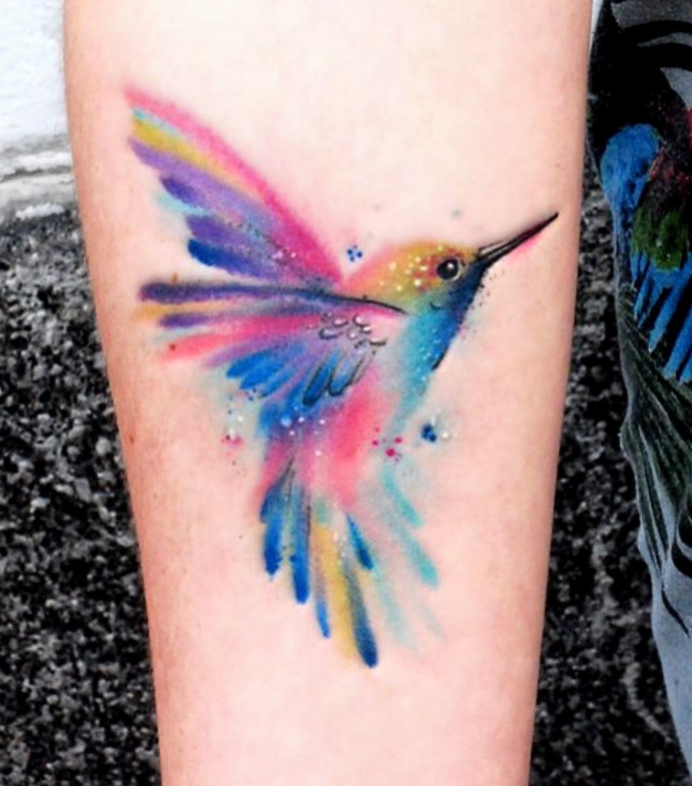 watercolor hummingbird tattoo designs