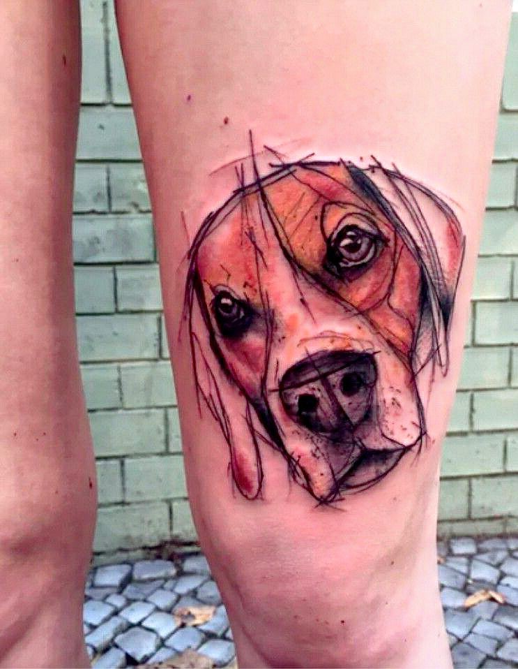 tatooaquarelaveltop dog portrait