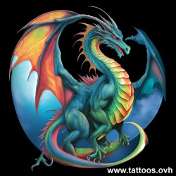 Color tattoo moon and dragon design