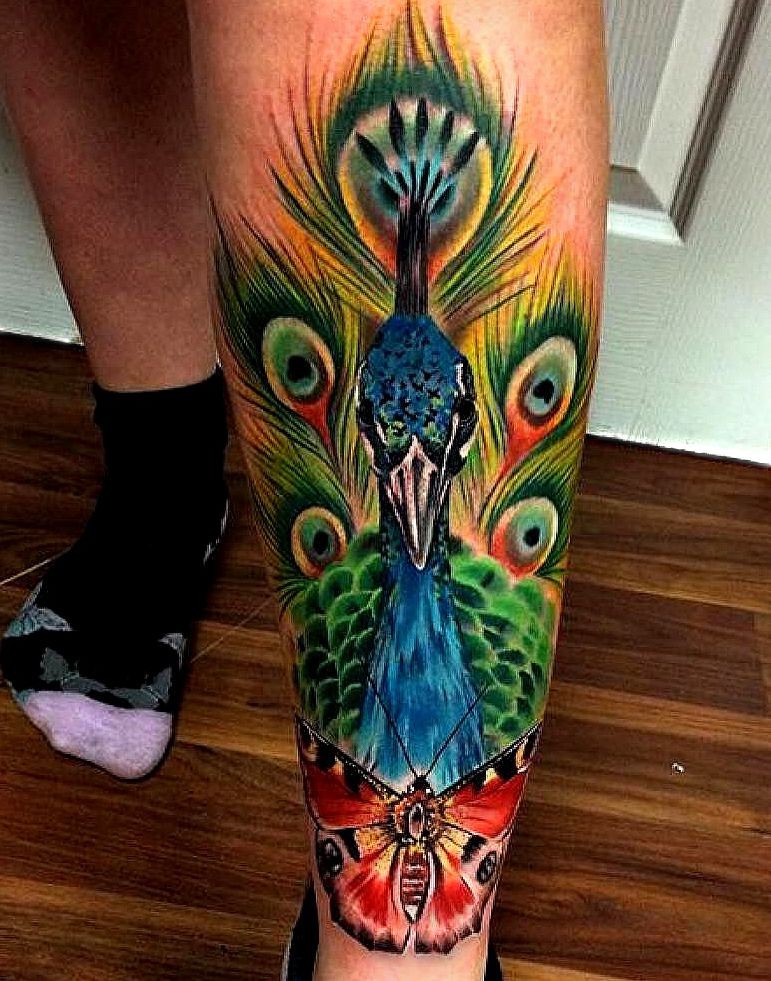 peacock tattoo calf picture tattoo