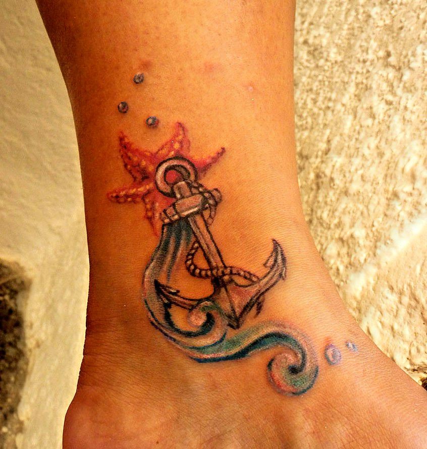 anchor star fish girlish tattoo it was a pleasure