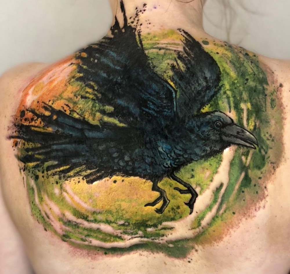 abstract crow tattoos,crow