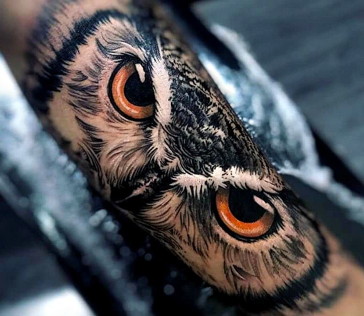 owl eyes tattoo by daniel bedoya