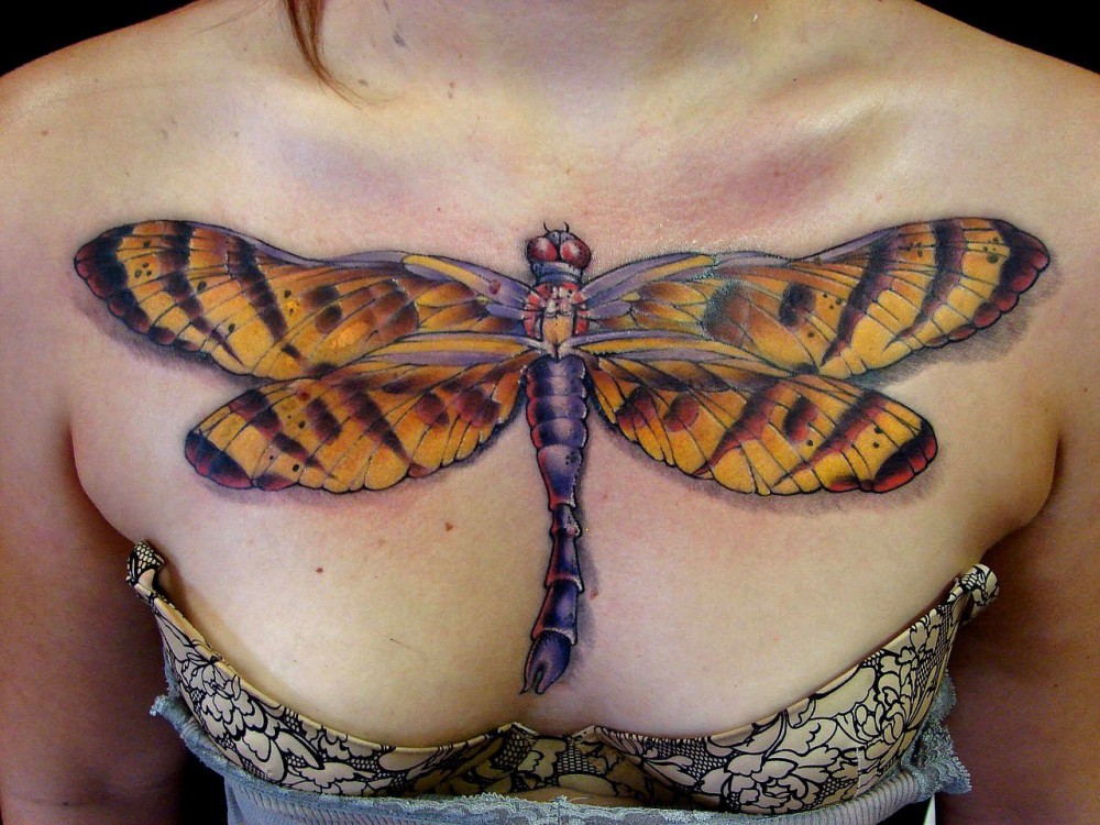 dragonfly on chest