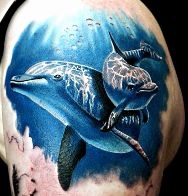 dolphins tattoos on shoulder