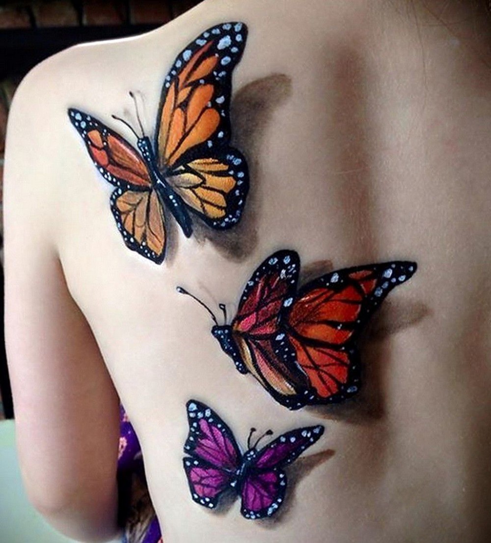 nice 3 butterfly on back