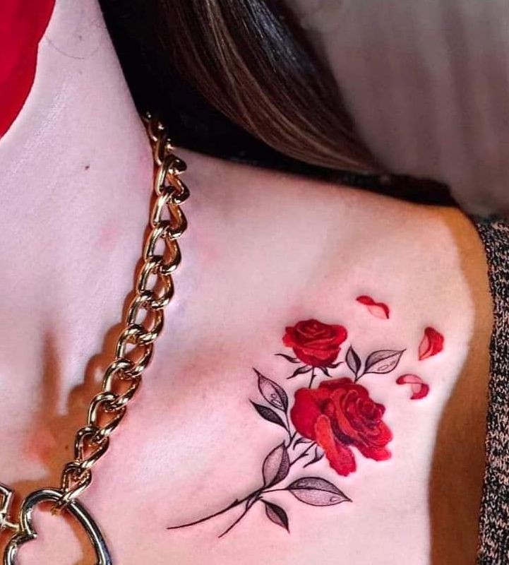 red rose on the collarbone,rose