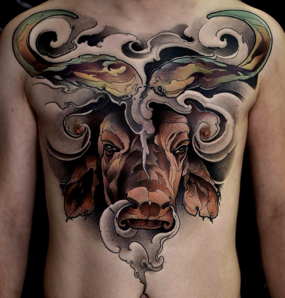 renan batistas neo traditional tattoo inkppl bull