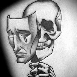 photo tattoo theater masks sketch