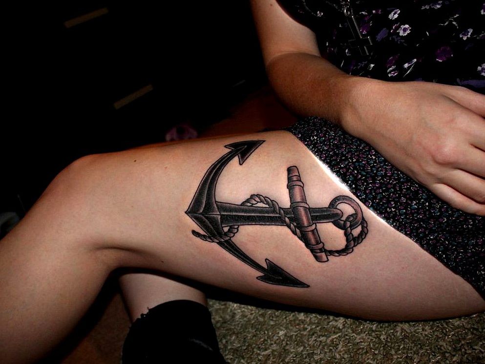 anchor thigh tattoo designs