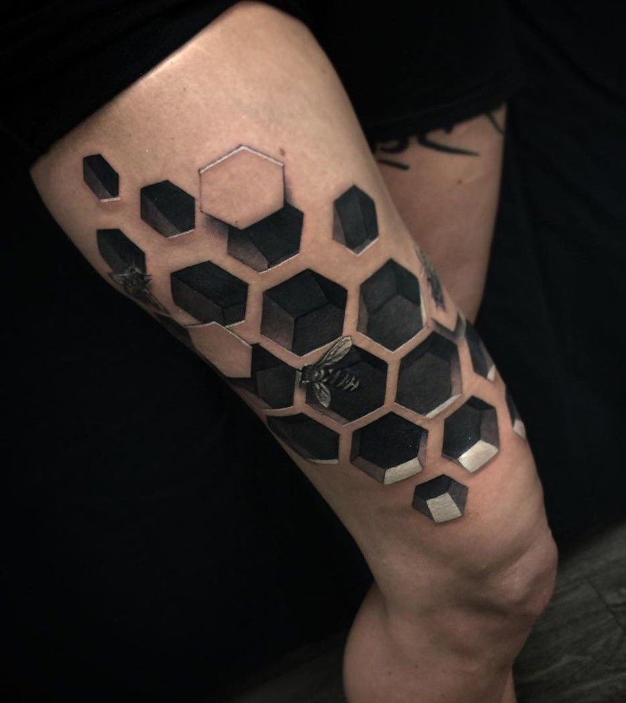 bee hive 3d tattoo