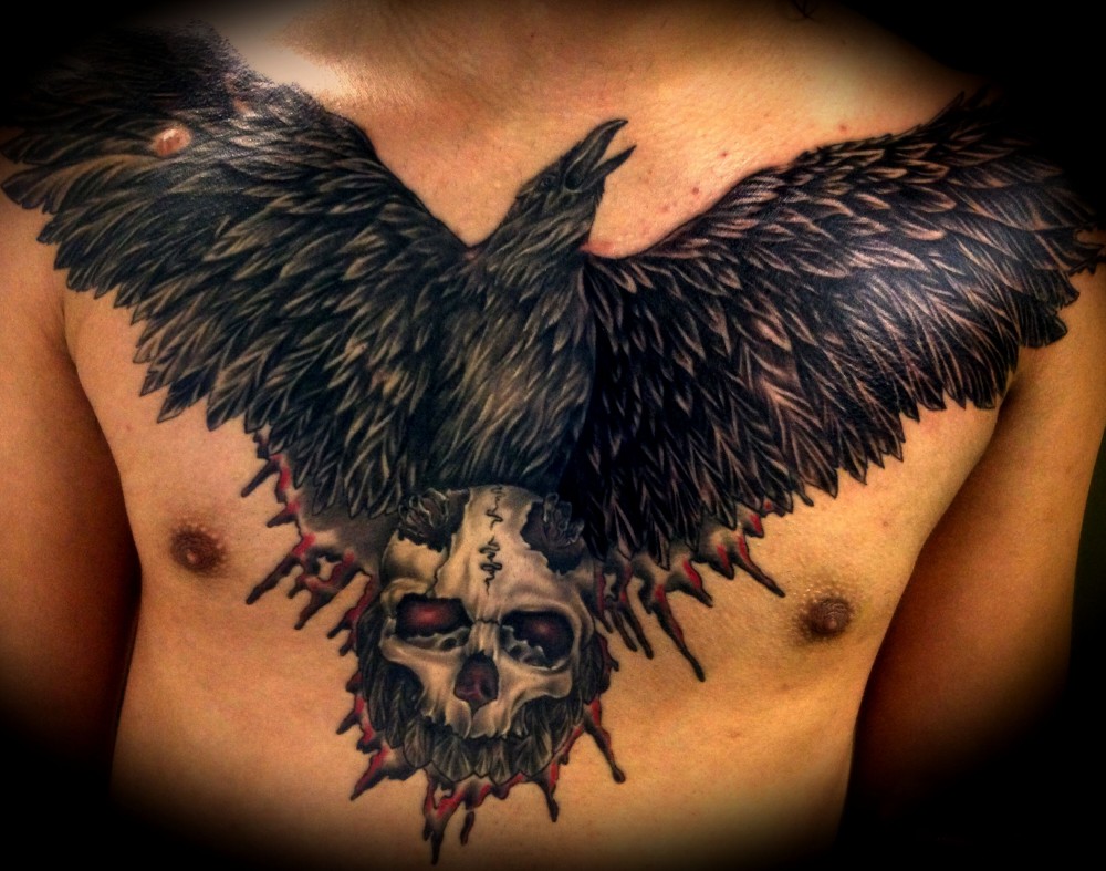 crow with skull