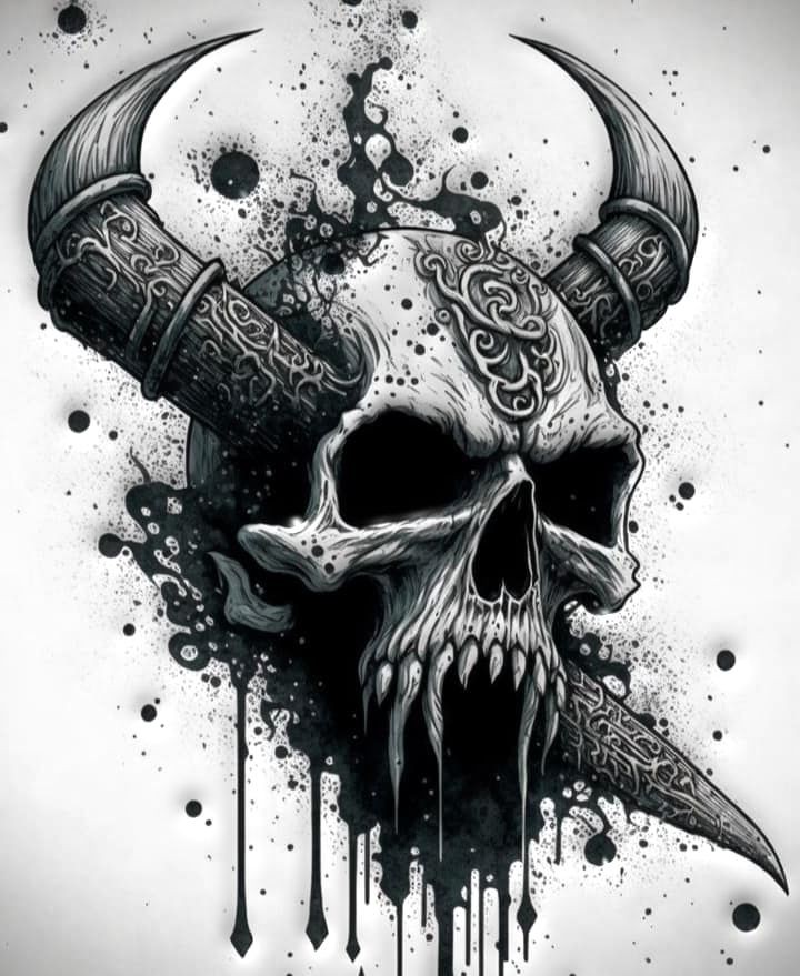 celtic skull with horns