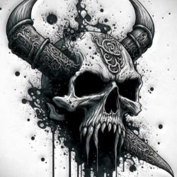 celtic skull with horns