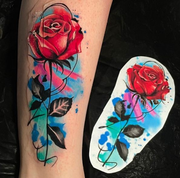 red rose design and tattoo