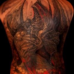 large color back tattoo dragon