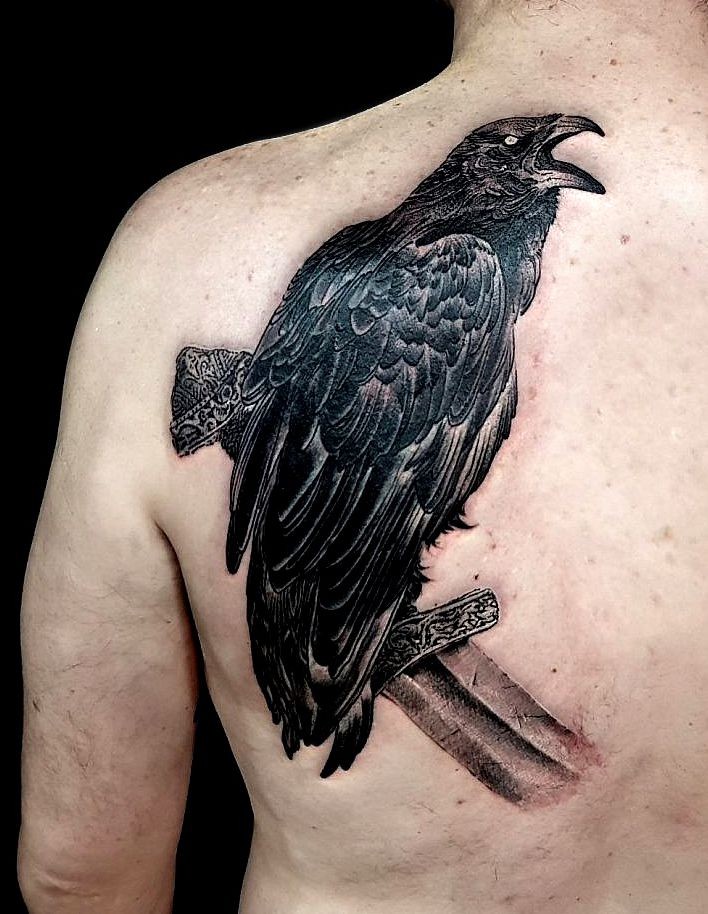 black crow on back