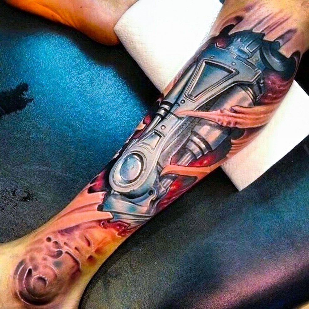 machine shop cafe bio mechanical tattoo le