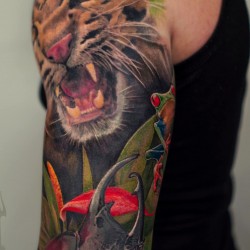 tiger animal tattoo on shoulder