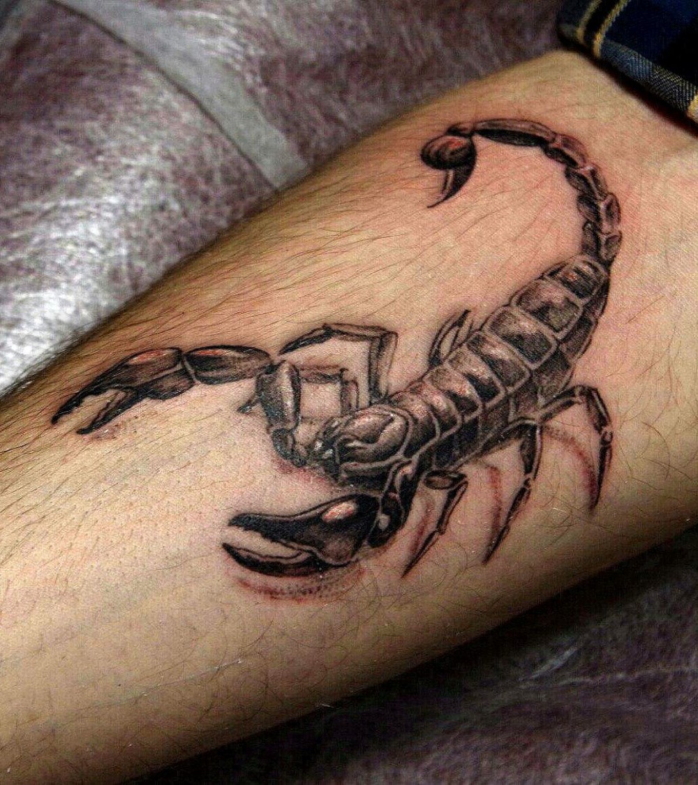forearm 3d scorpion tattoo