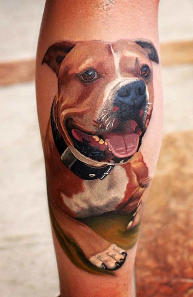 staffy dog tattoo by korky