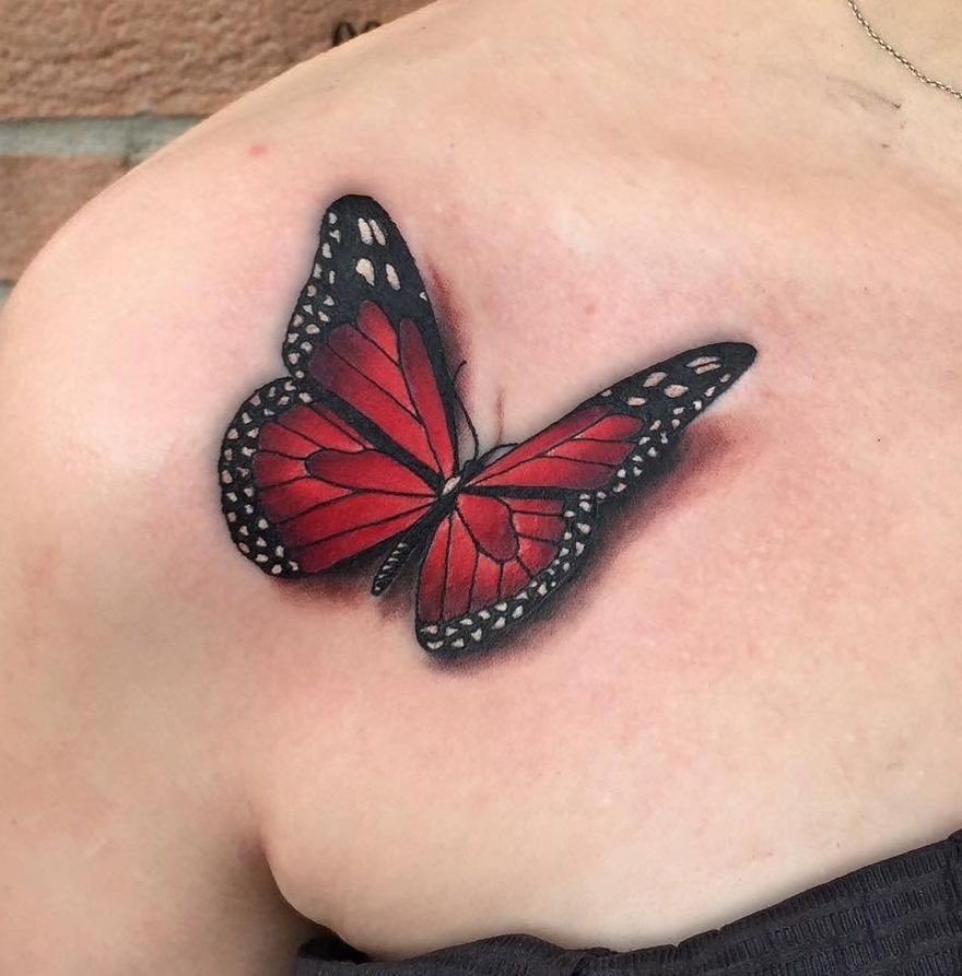 butterfly tattoos on collar bone