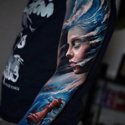 Chess piece wave tattoo
