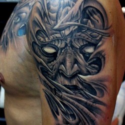 demon shoulder tattoos half sleeve