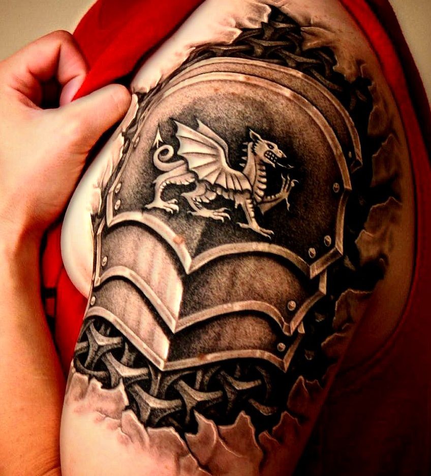 my tattoo armor with the welsh dragon tattoo by