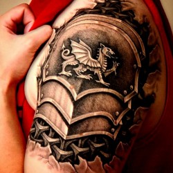 my tattoo armor with the welsh dragon tattoo by