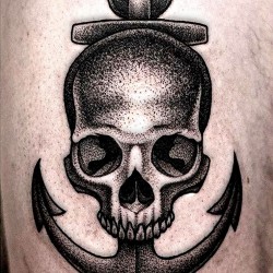 skull on anchor nice tatoos