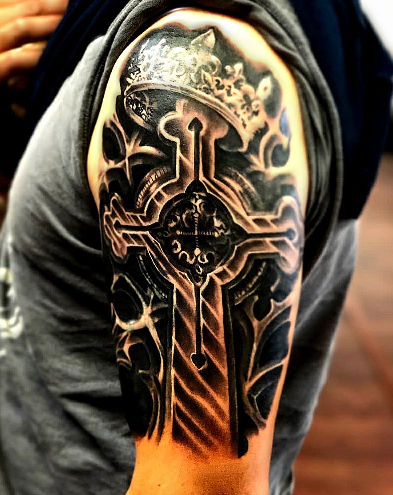 colored cross tattoos half sleeve tattoo site
