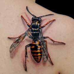 wasp tattoo on back