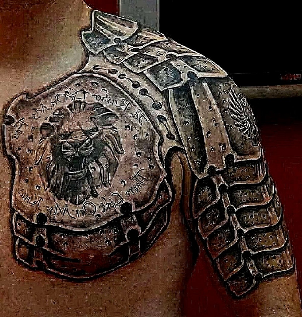 lion armor tattoo