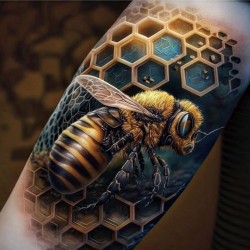 realistic tattoo bee 3d