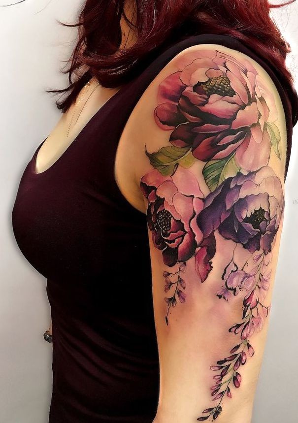 Flowers tattoos on shoulder 24.05
