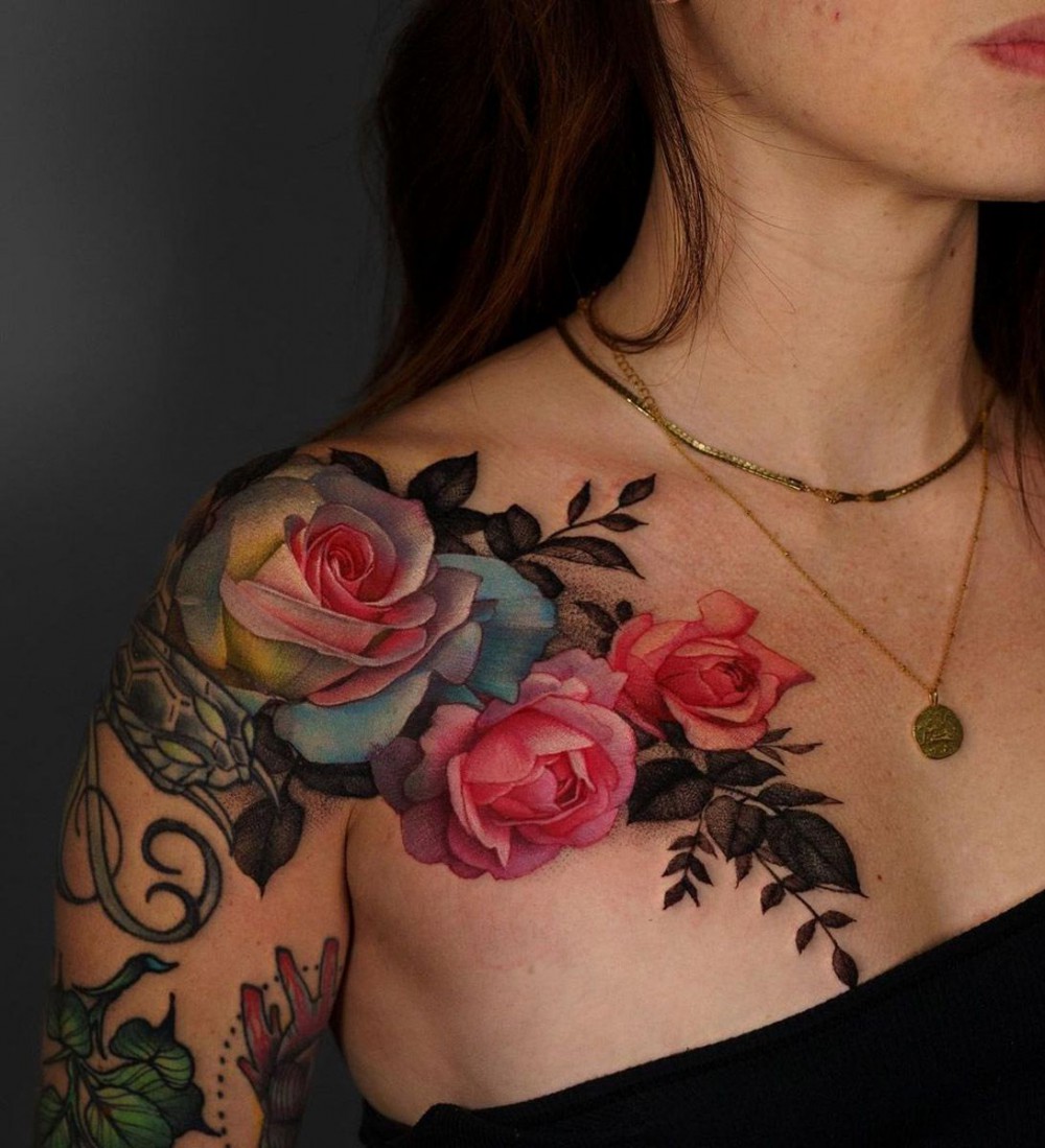 Roses shoulder chest