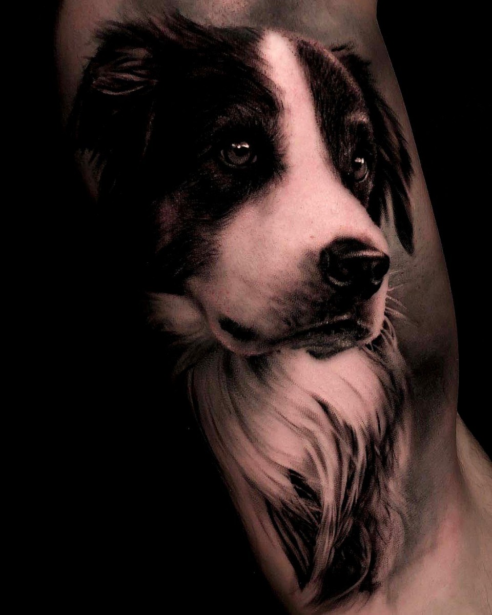 realistic dog portrait tattoo