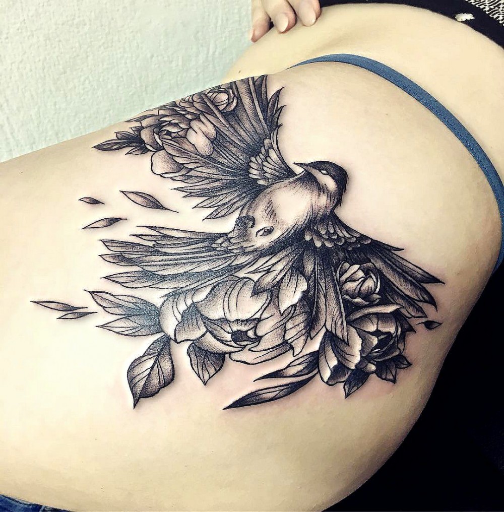 sparrow bird on hips