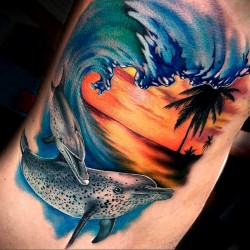 dolphin tattoo photo wave