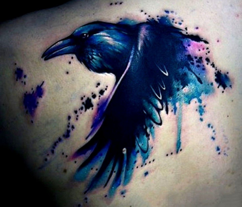 abstract shoulder tattoo design raven