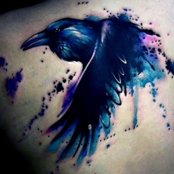 abstract shoulder tattoo design raven