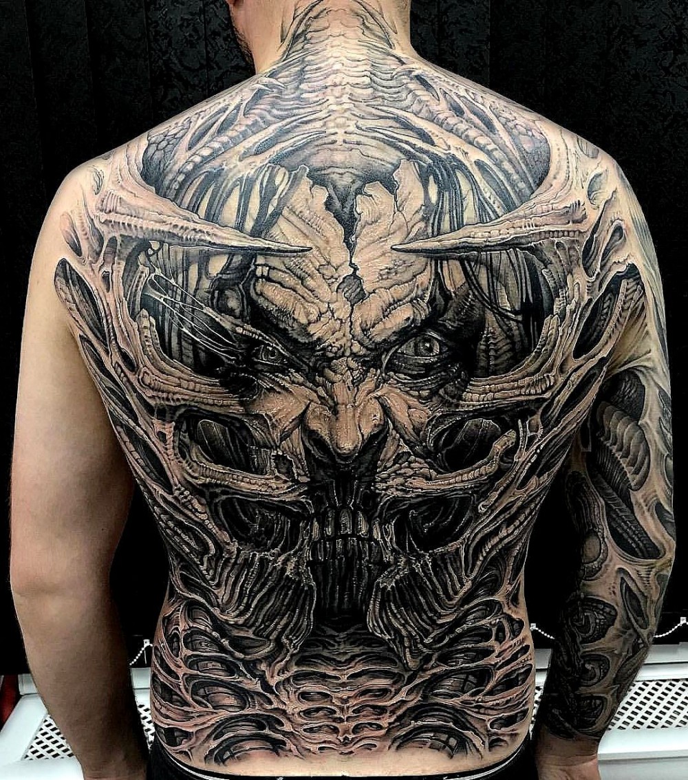 amazing demon tattoo on back