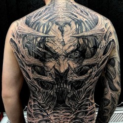 amazing demon tattoo on back