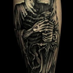 grim reaper tattoo ideas on calf