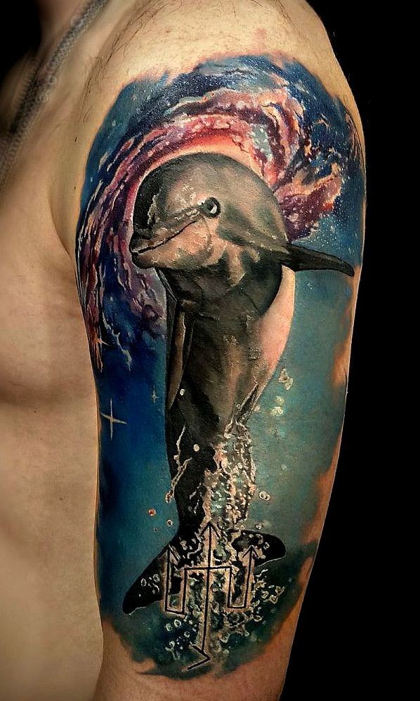 dolphin tattoo photo on shoulder