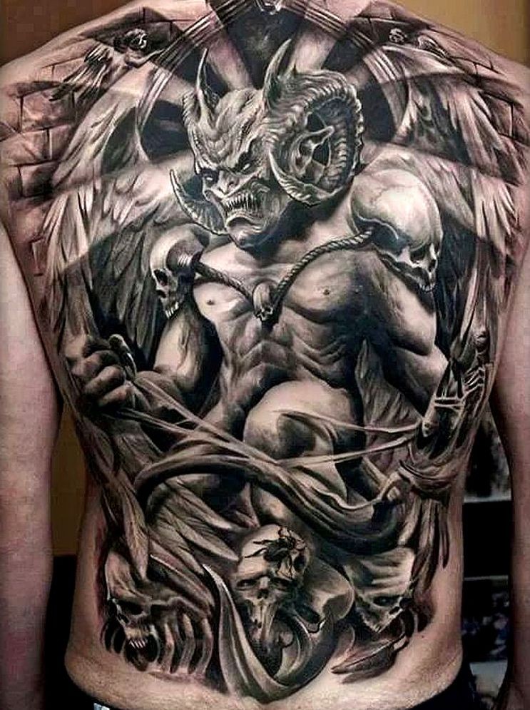 demon large tattoo on back