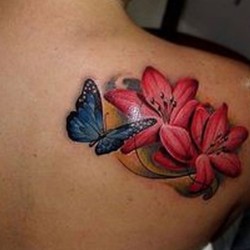 flower butterfly shoulder tattoos half sleeve ta