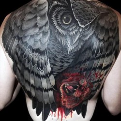 owl amazing tattoo on back